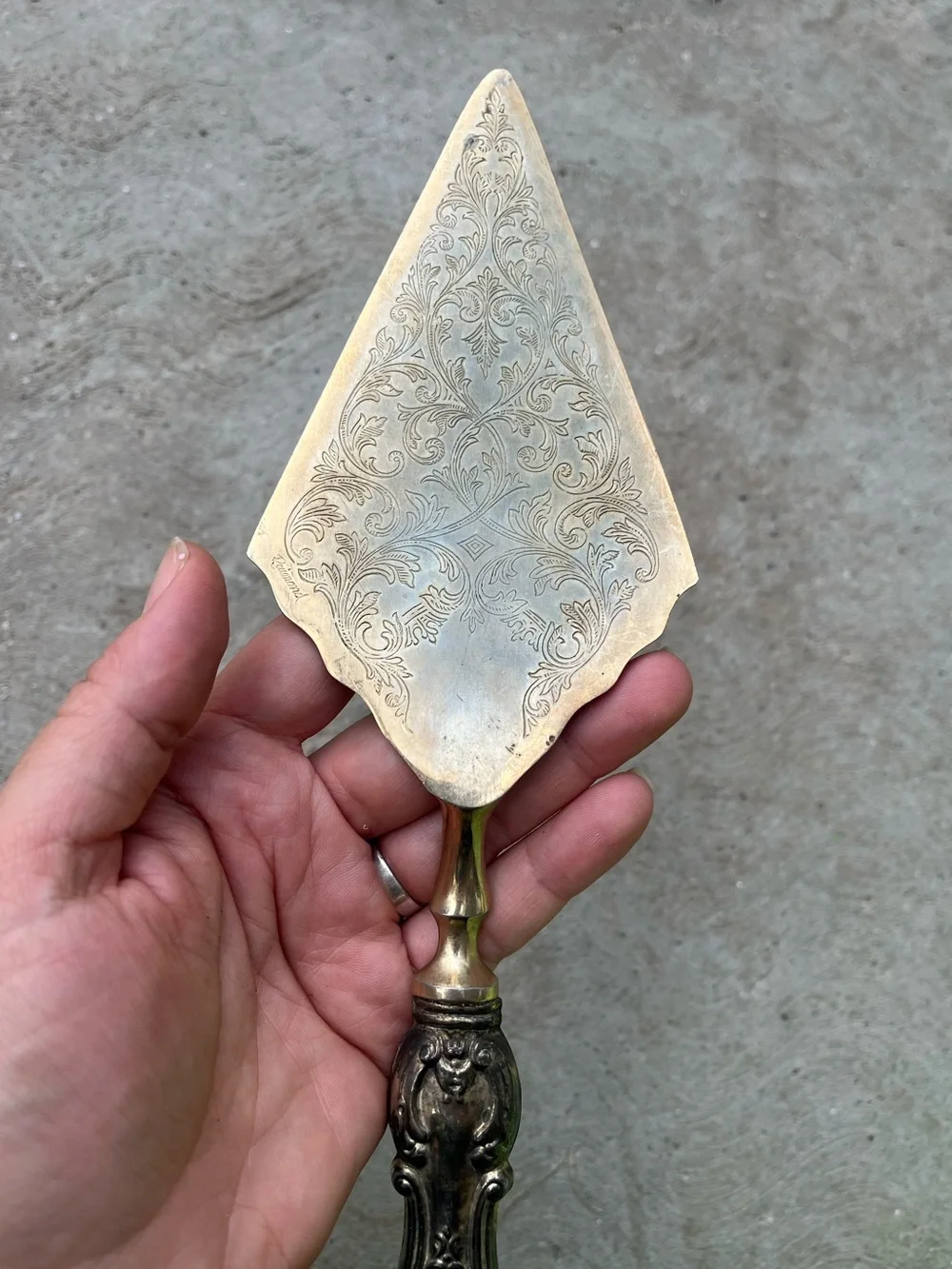 VINTAGE | Raimond Sterling Silver Handle Gold Plated Cake Serving Knife